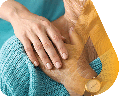 Close up of nurse and patient's hands