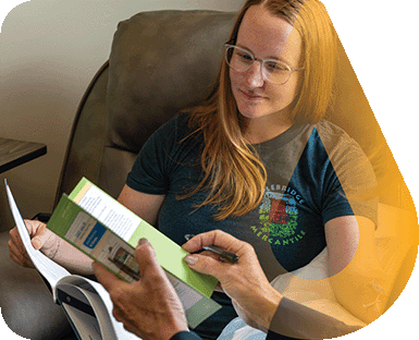 Patient being shown information